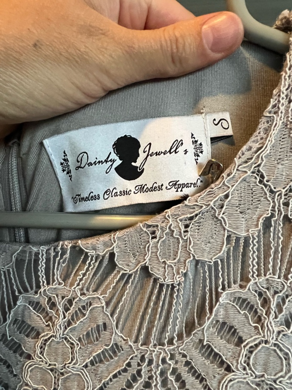 Dainty Jewells Gray Lace Midi Dress with Three-Quarter Sleeves - Picture 2 of 2
